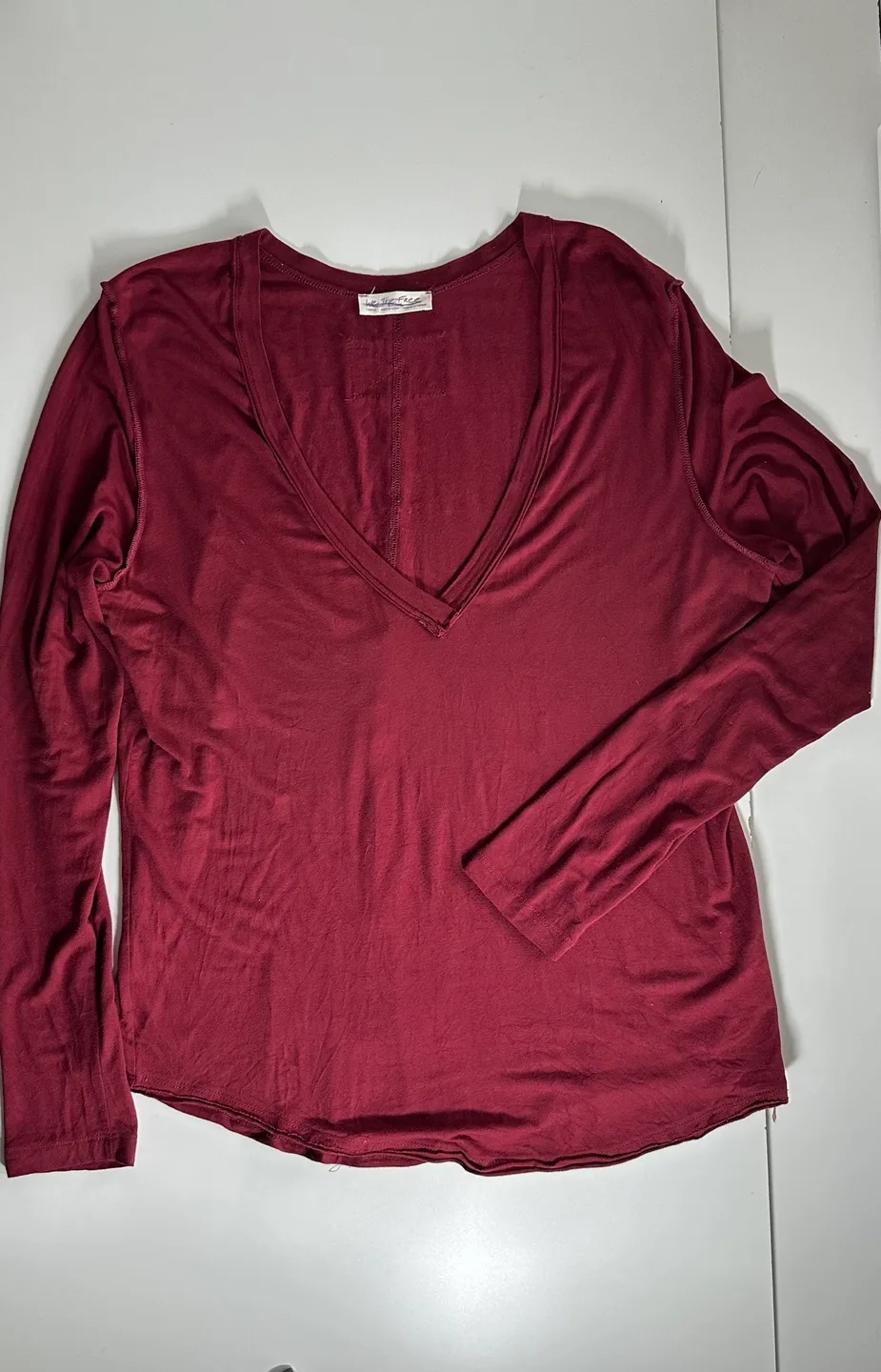We The Free burgundy V-neck long sleeve shirt Large image indicator(5)