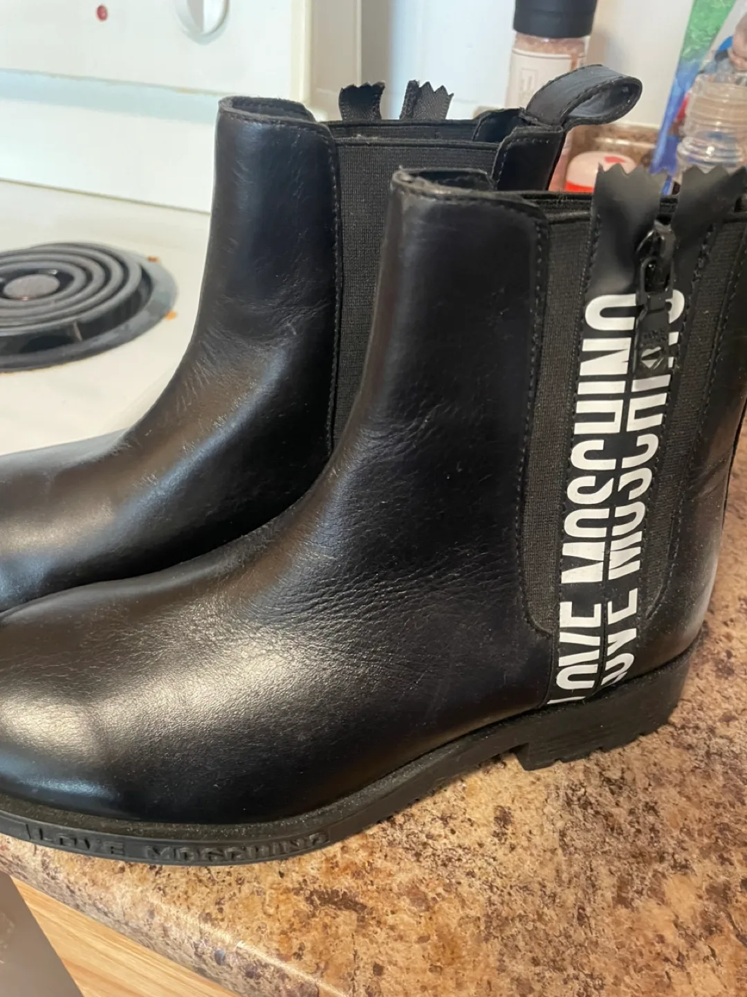 Love Moschino Black Leather Ankle Boots - Size EU 37 thumbnail