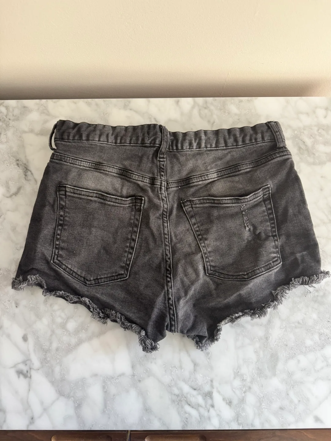 H&M Black Denim Distressed Shorts | Size 8 image indicator(3)