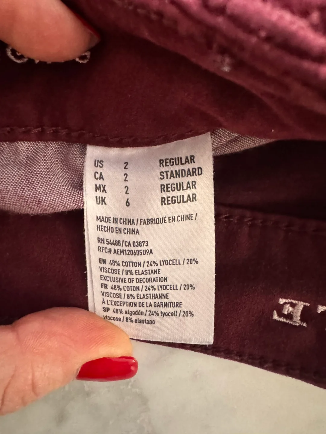 American Eagle Outfitters Maroon Jeggings Size 2 image indicator(5)