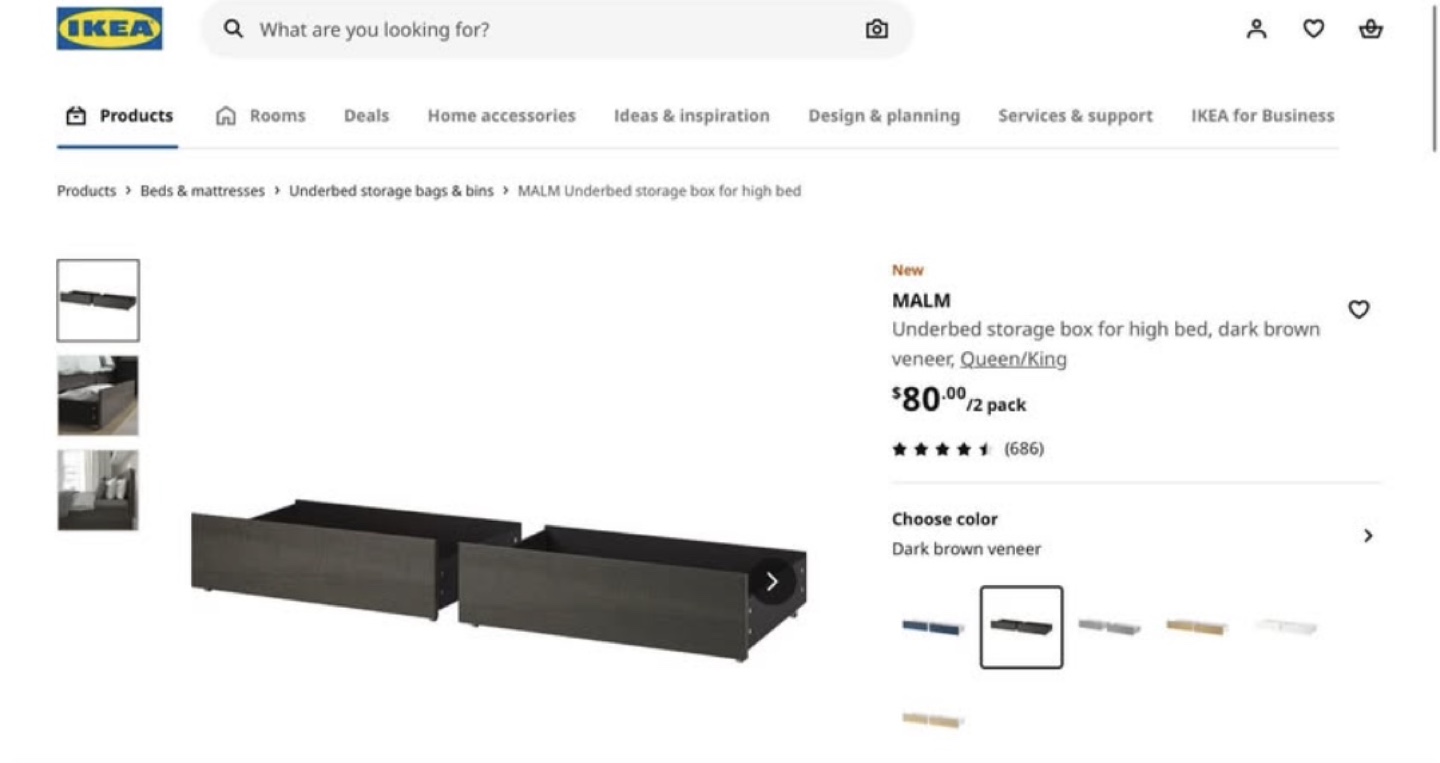 IKEA MALM BED FRAMES + 2 Under Drawer Dark Brown - photo 3