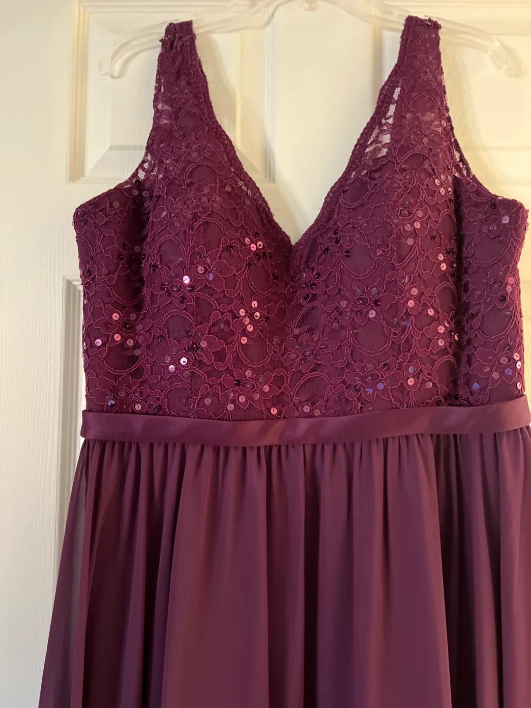 Eggplant Lace and Chiffon Maxi Dress image indicator(2)