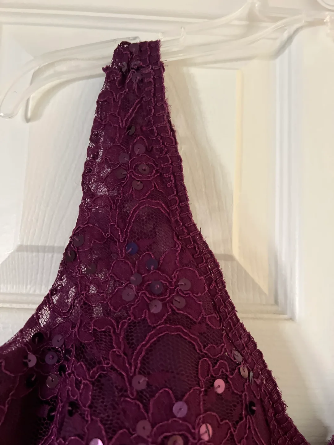 Eggplant Lace and Chiffon Maxi Dress image indicator(4)