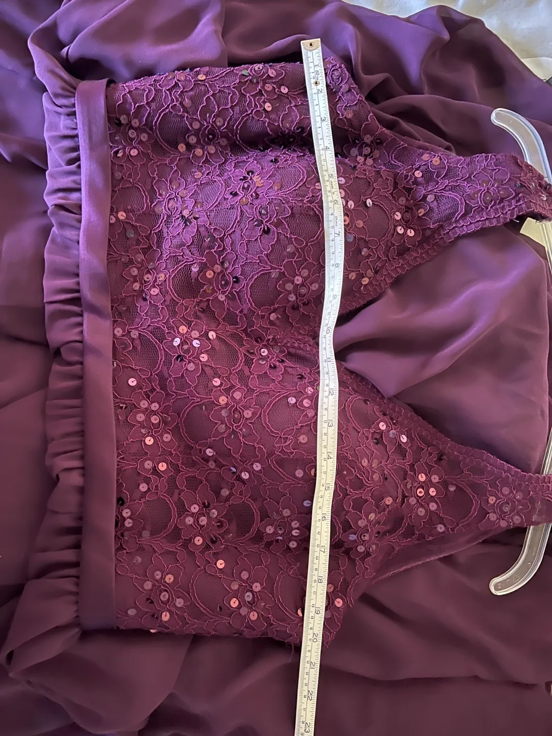 Eggplant Lace and Chiffon Maxi Dress image indicator(10)