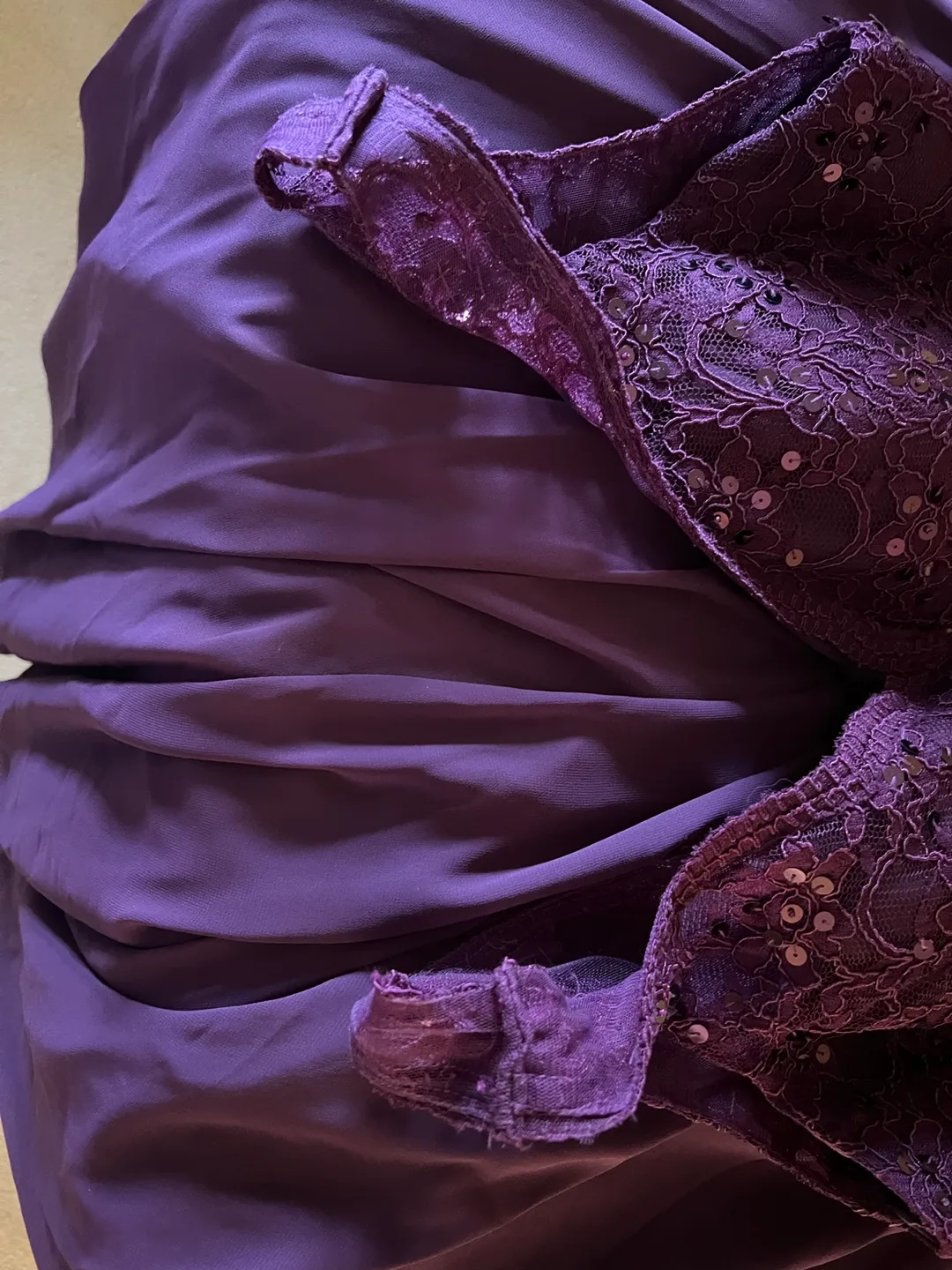 Eggplant Lace and Chiffon Maxi Dress image indicator(7)