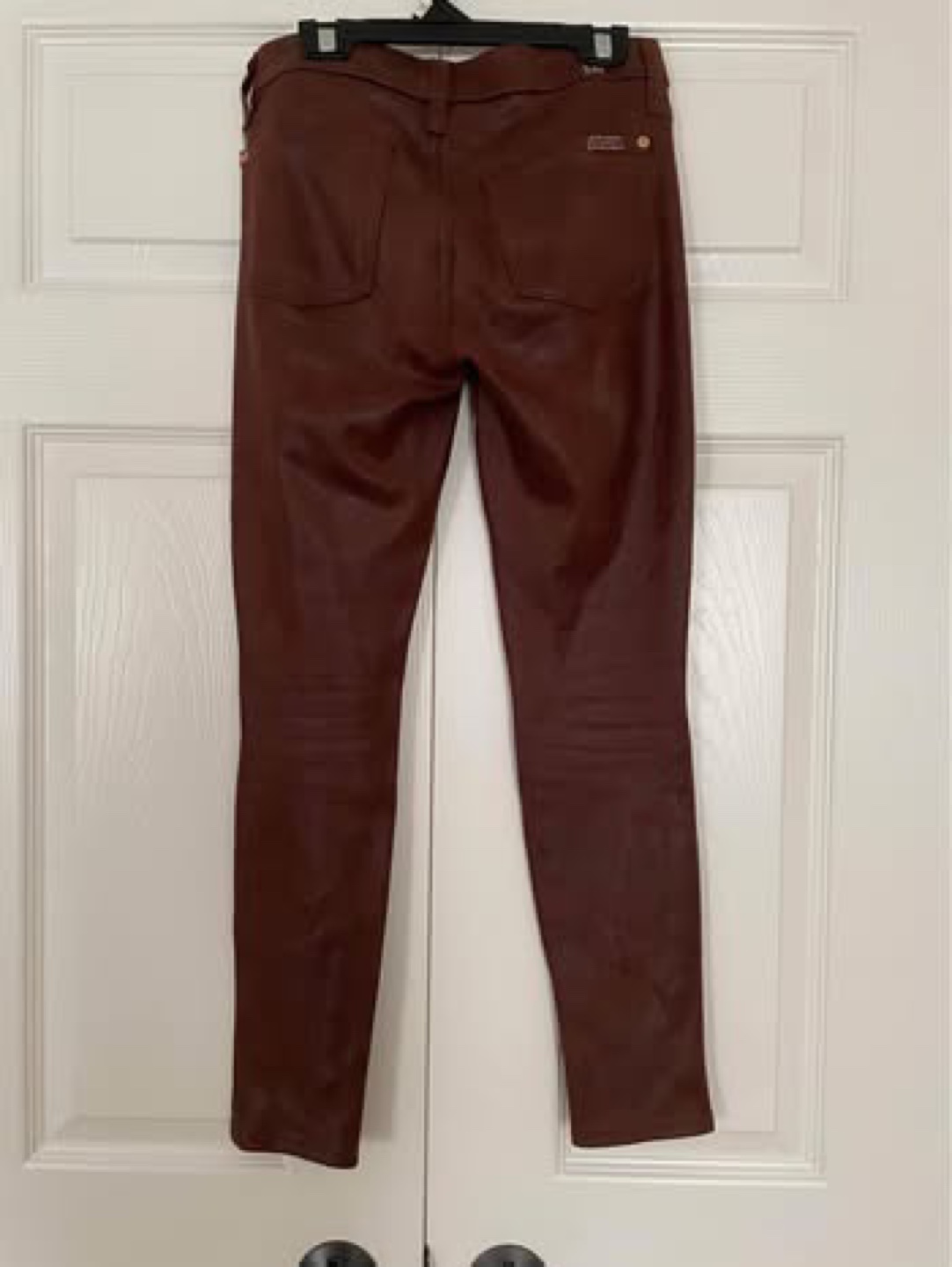 7 For All Mankind Brown Leather Look Pants Size 25 - photo 2