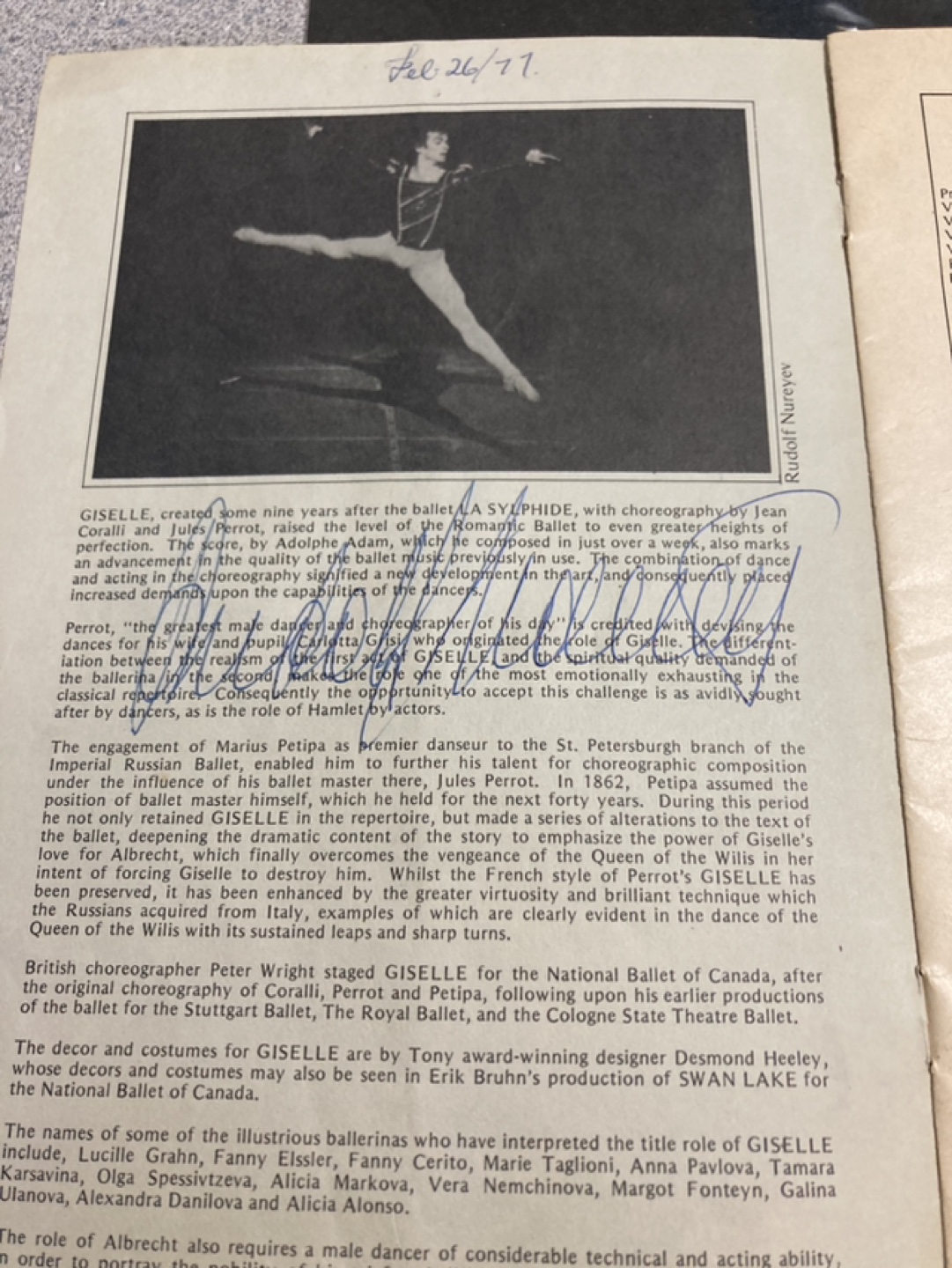 Rudolf Nureyev Vintage Giselle Ballet Program - photo 2