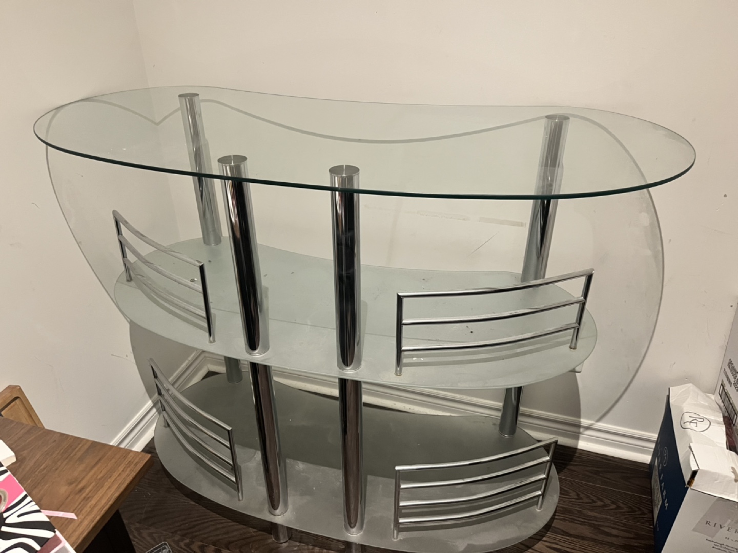 Glass and Chrome Home Bar