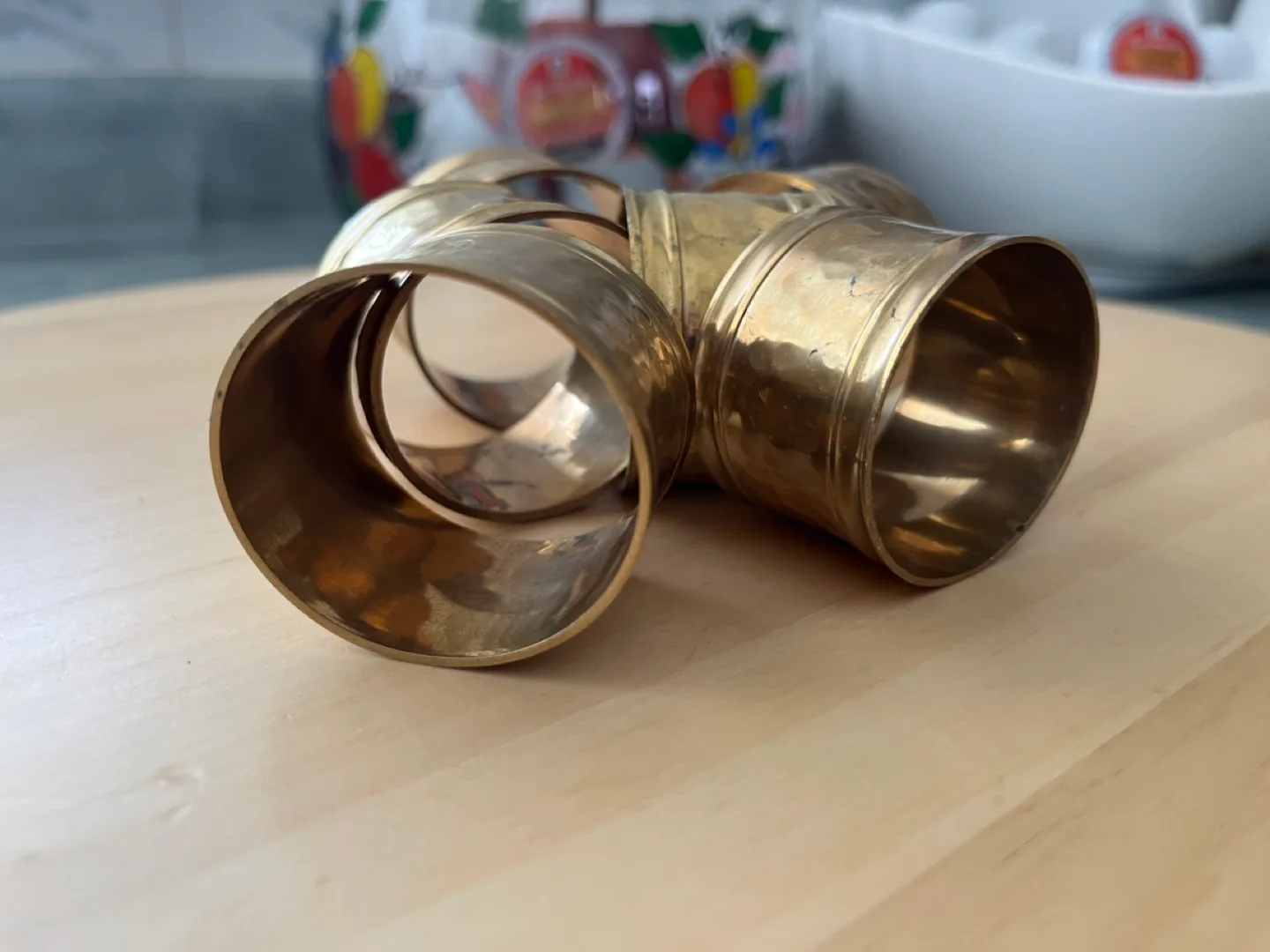 Set of Six Gold Hammered Brass Napkin Rings image indicator(5)