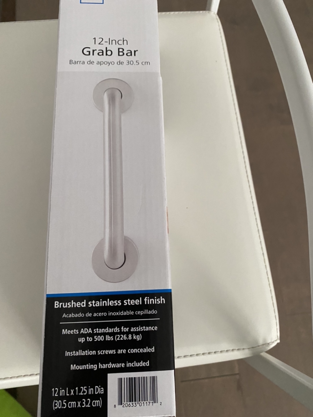 12-Inch Mainstays Grab Bar Brushed Stainless Steel #freecycle - photo 2