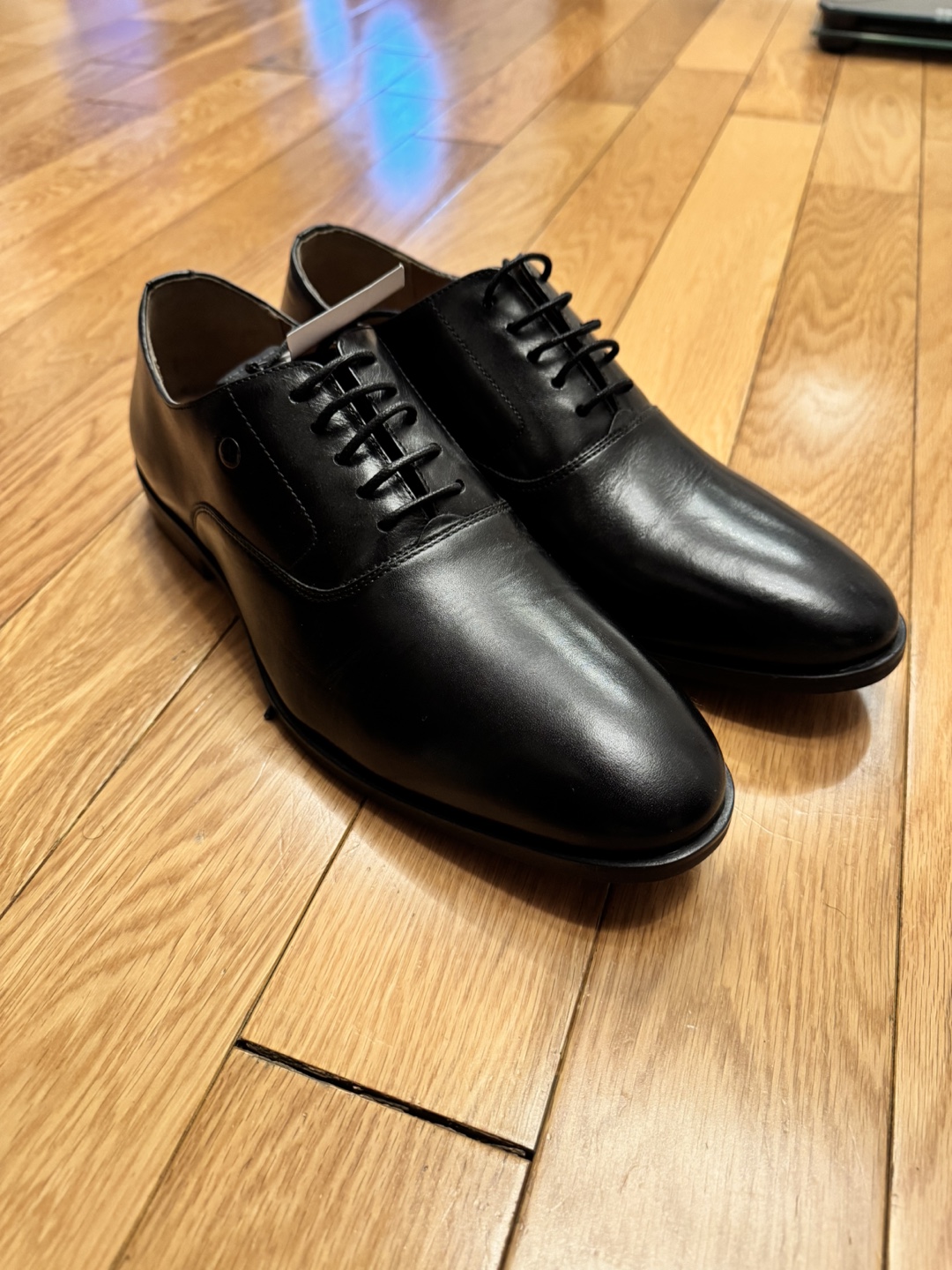 Men's Black Leather Oxford Shoes - Size 10
