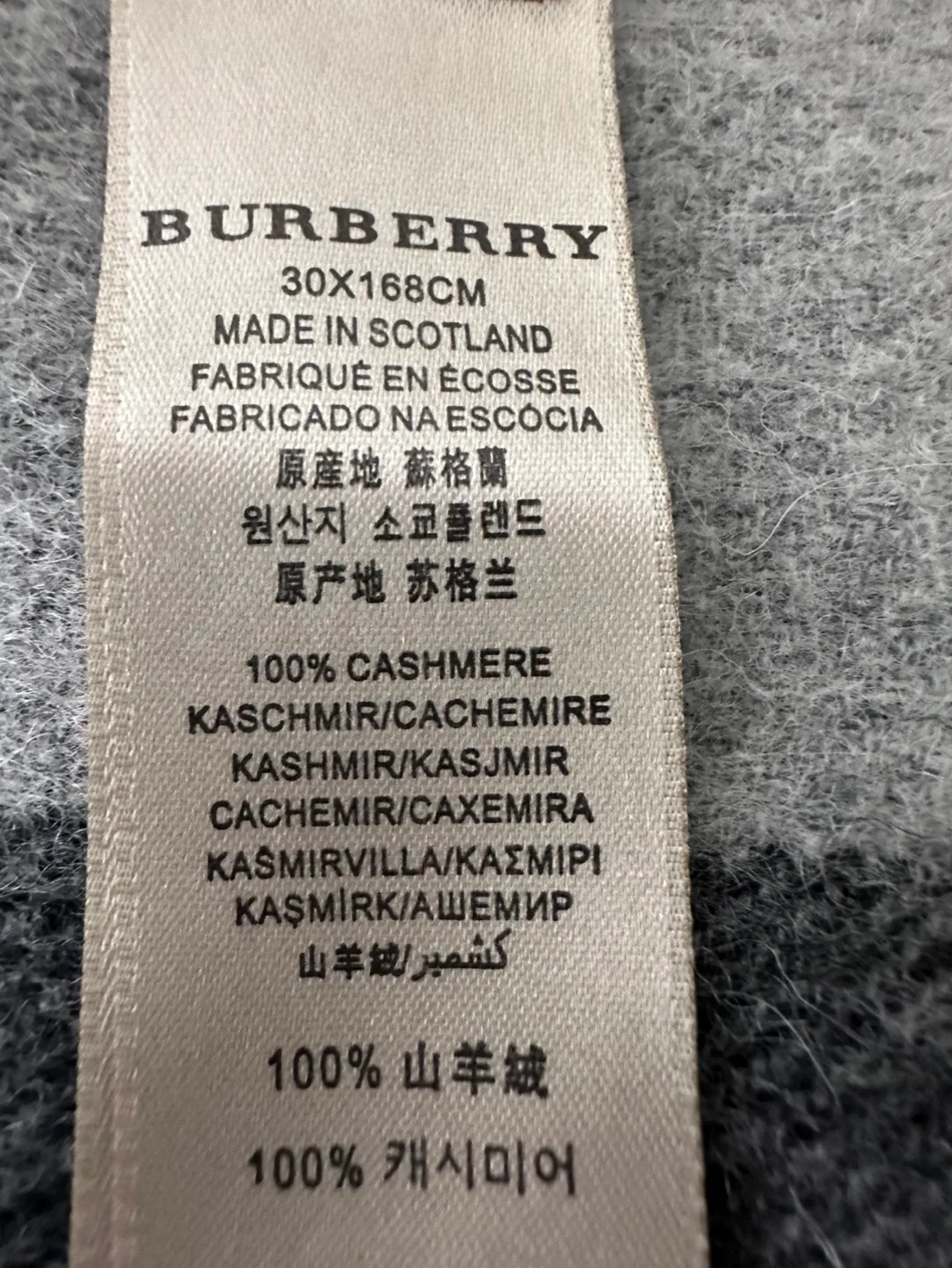 Burberry 100% Cashmere Scarf - Grey and Black Check image indicator(6)