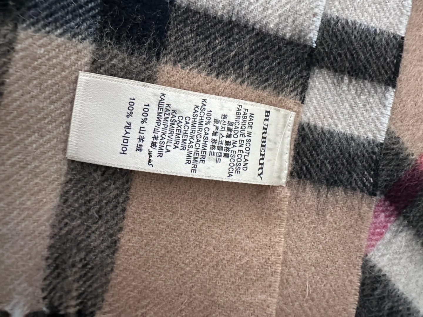 Burberry 100% Cashmere Scarf - Grey and Black Check image indicator(9)