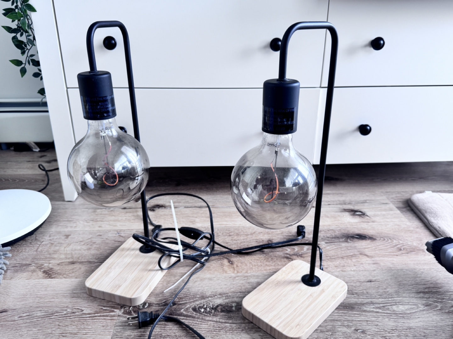 Pair of Modern Table Lamps with Edison Bulbs - photo 3