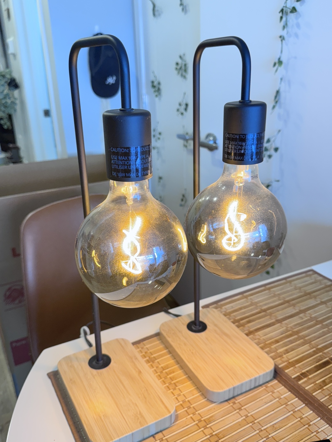 Pair of Modern Table Lamps with Edison Bulbs