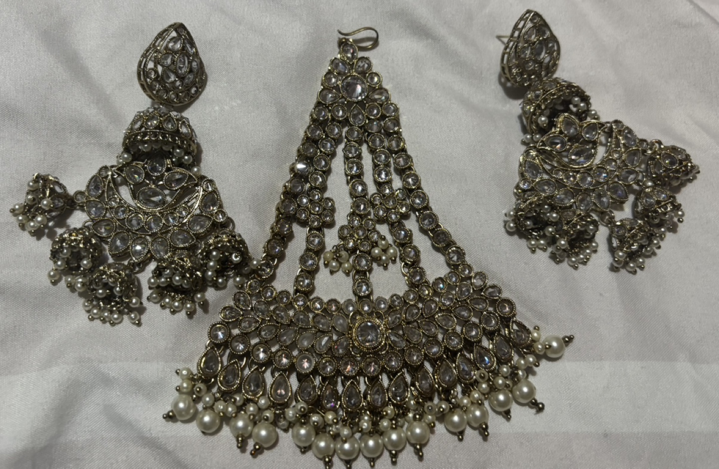 Indian/Pakistani Silver Kundan Bridal Jewellery Set - photo 4