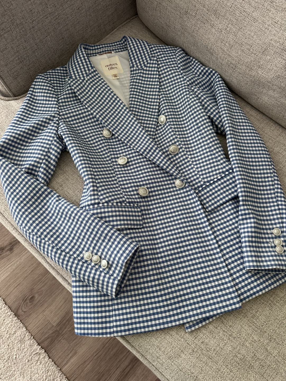 Autres filles Blue Gingham Blazer Size S - photo 2