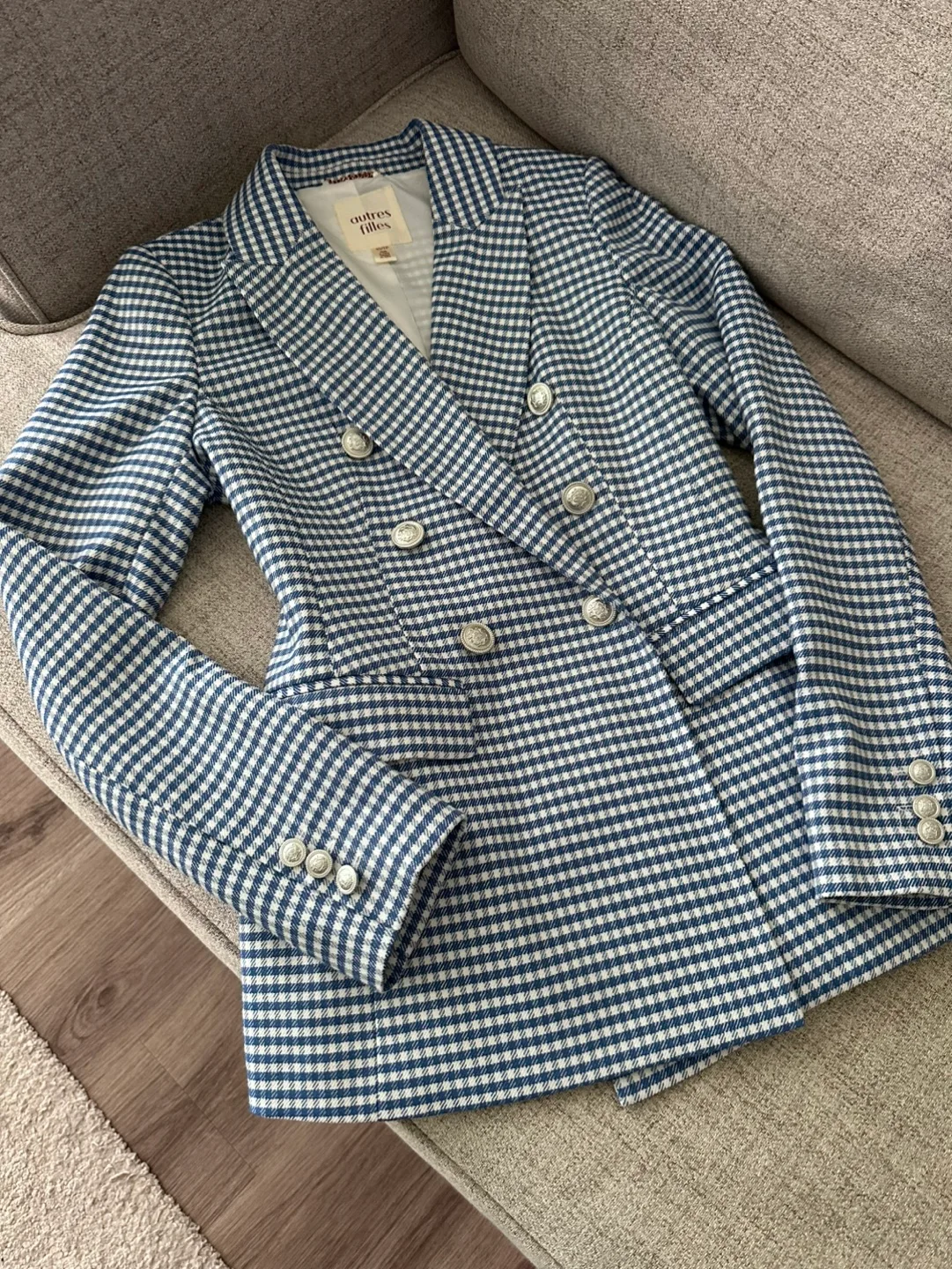 Autres filles Blue Gingham Blazer Size S image indicator(2)