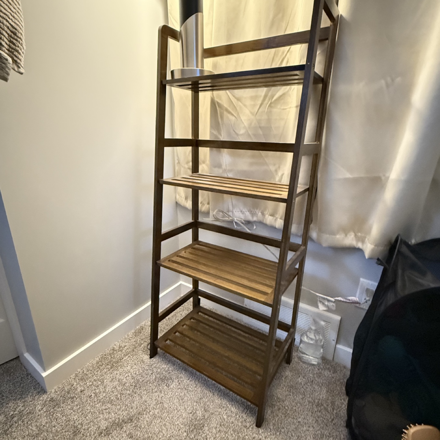 Dark Brown Wooden 4-Tier Ladder Shelf