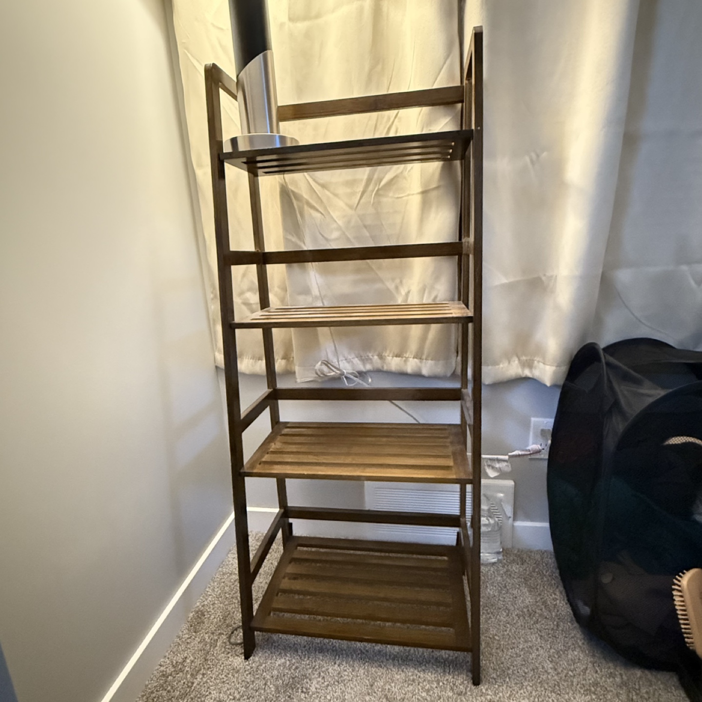 Dark Brown Wooden 4-Tier Ladder Shelf - photo 2