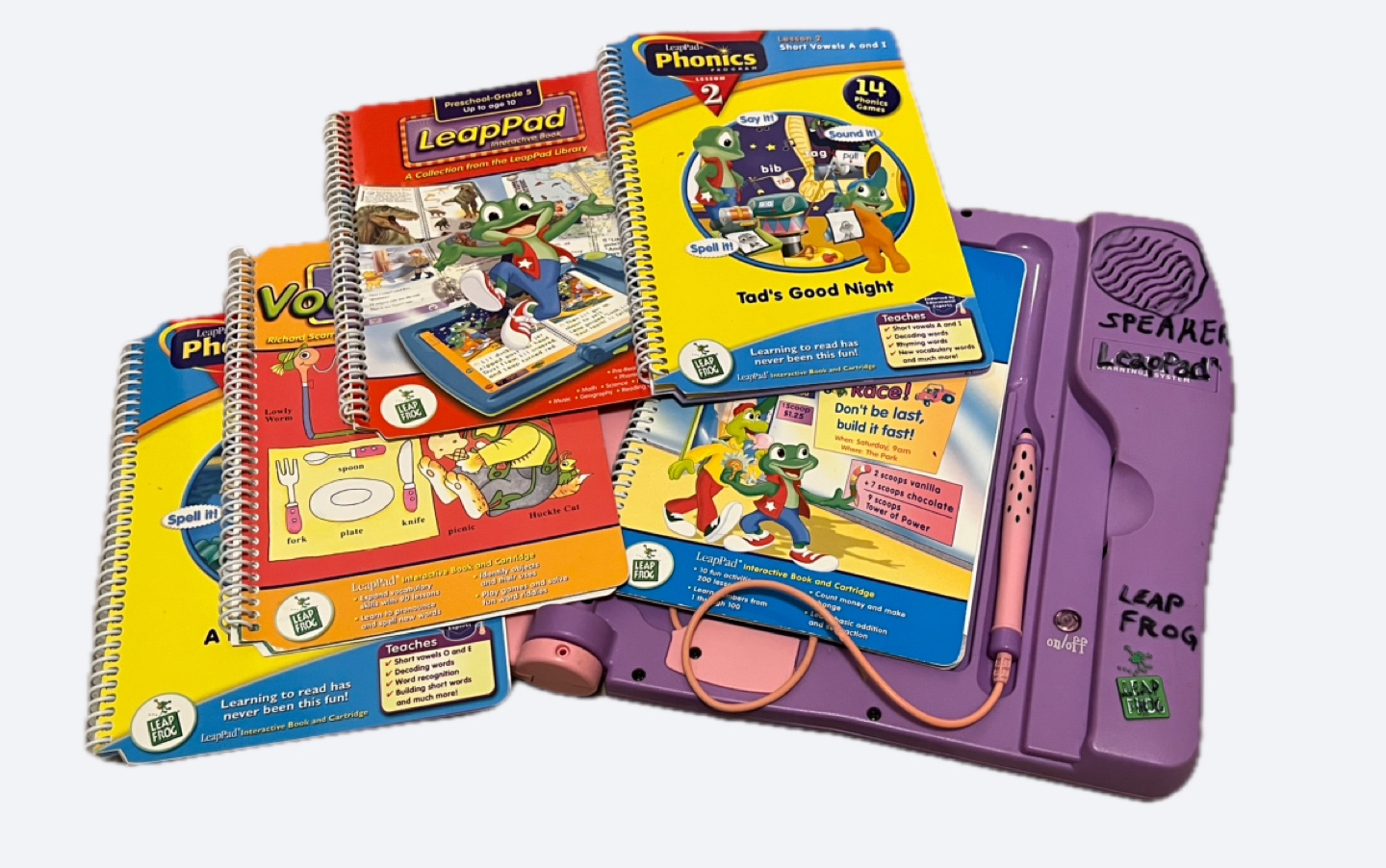 LeapFrog LeapPad System 🍀🐸 4 Cartridges and Books #FreeCycle