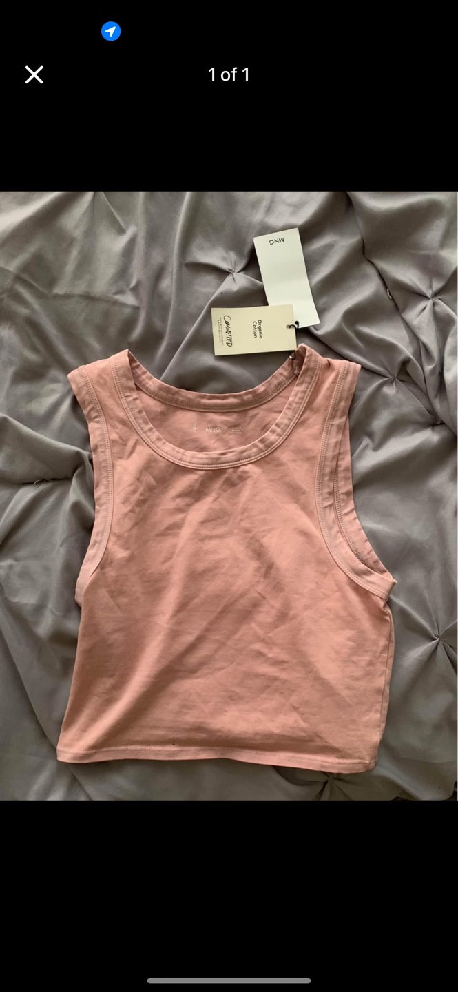 Mango Pink Cotton Crop Tank Top - NEW