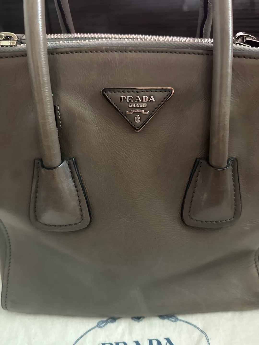Prada Grey Leather Handbag image indicator(2)