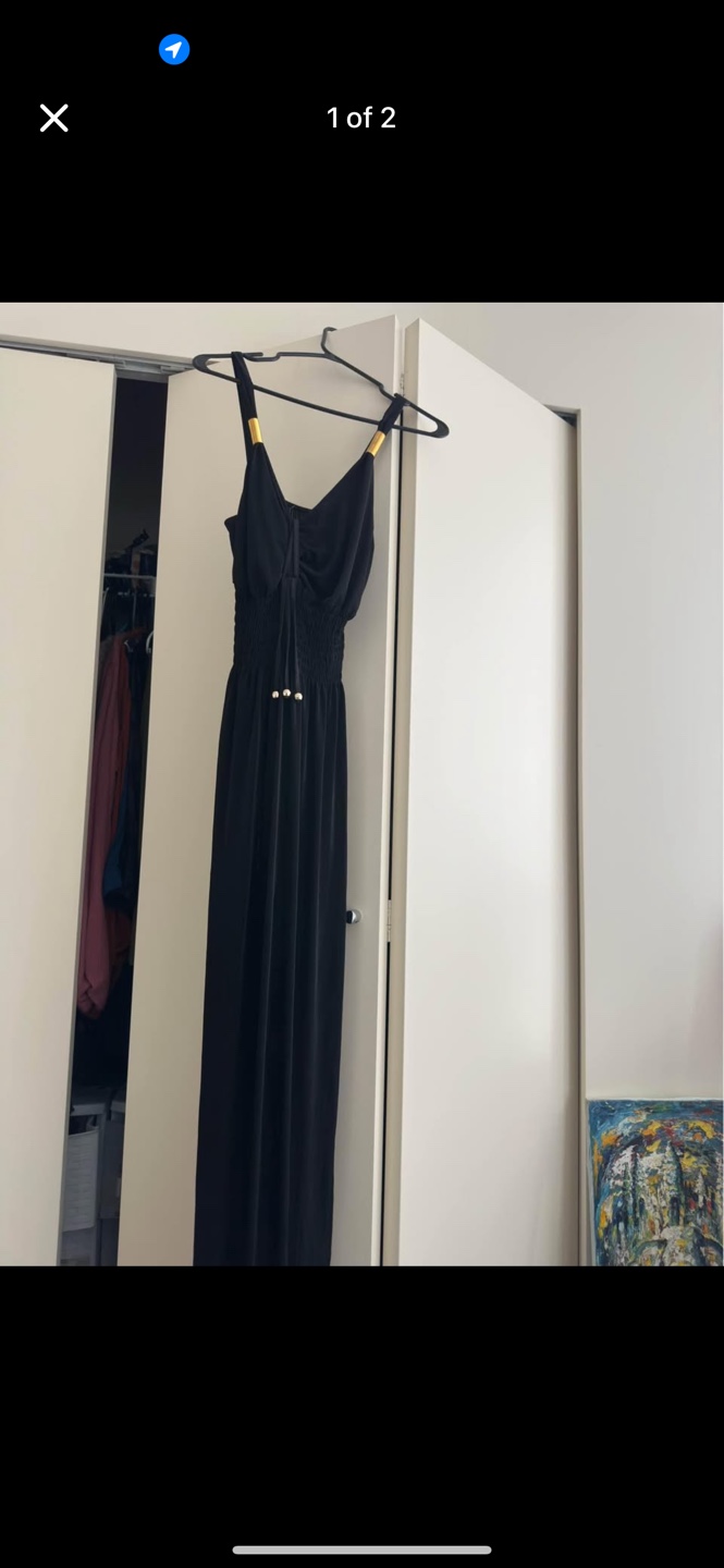Black Maxi Dress with Gold Accents