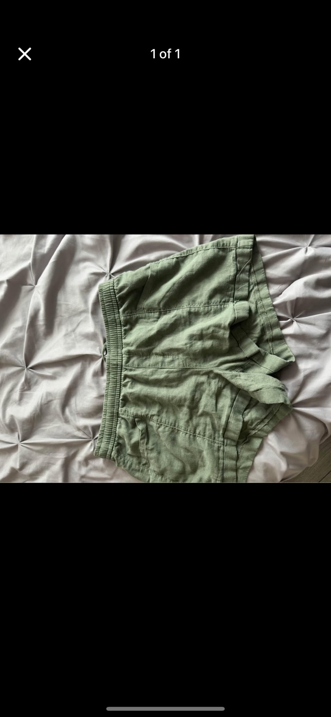 Olive Green Linen Shorts - size M