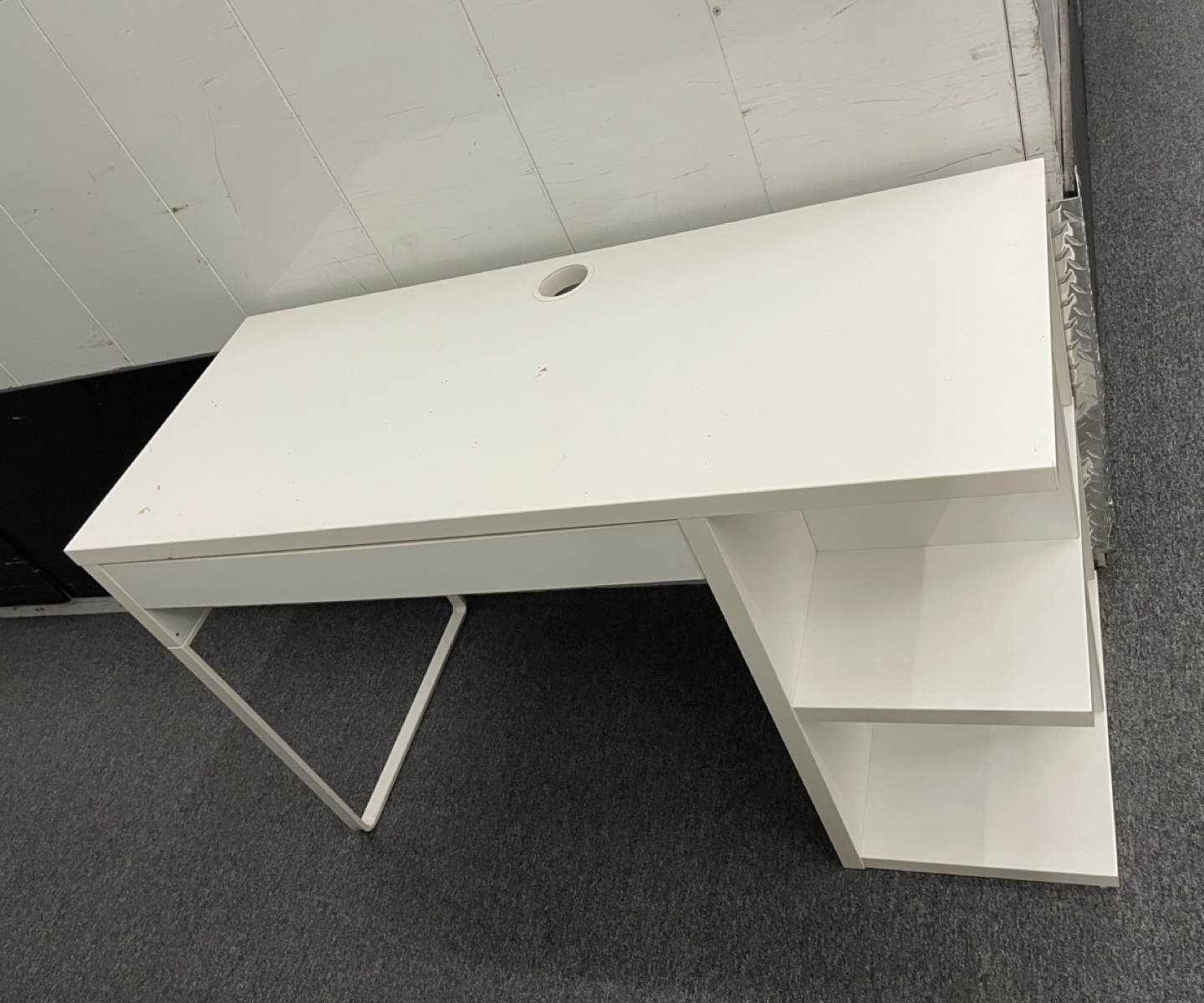 White Computer Desk with Storage