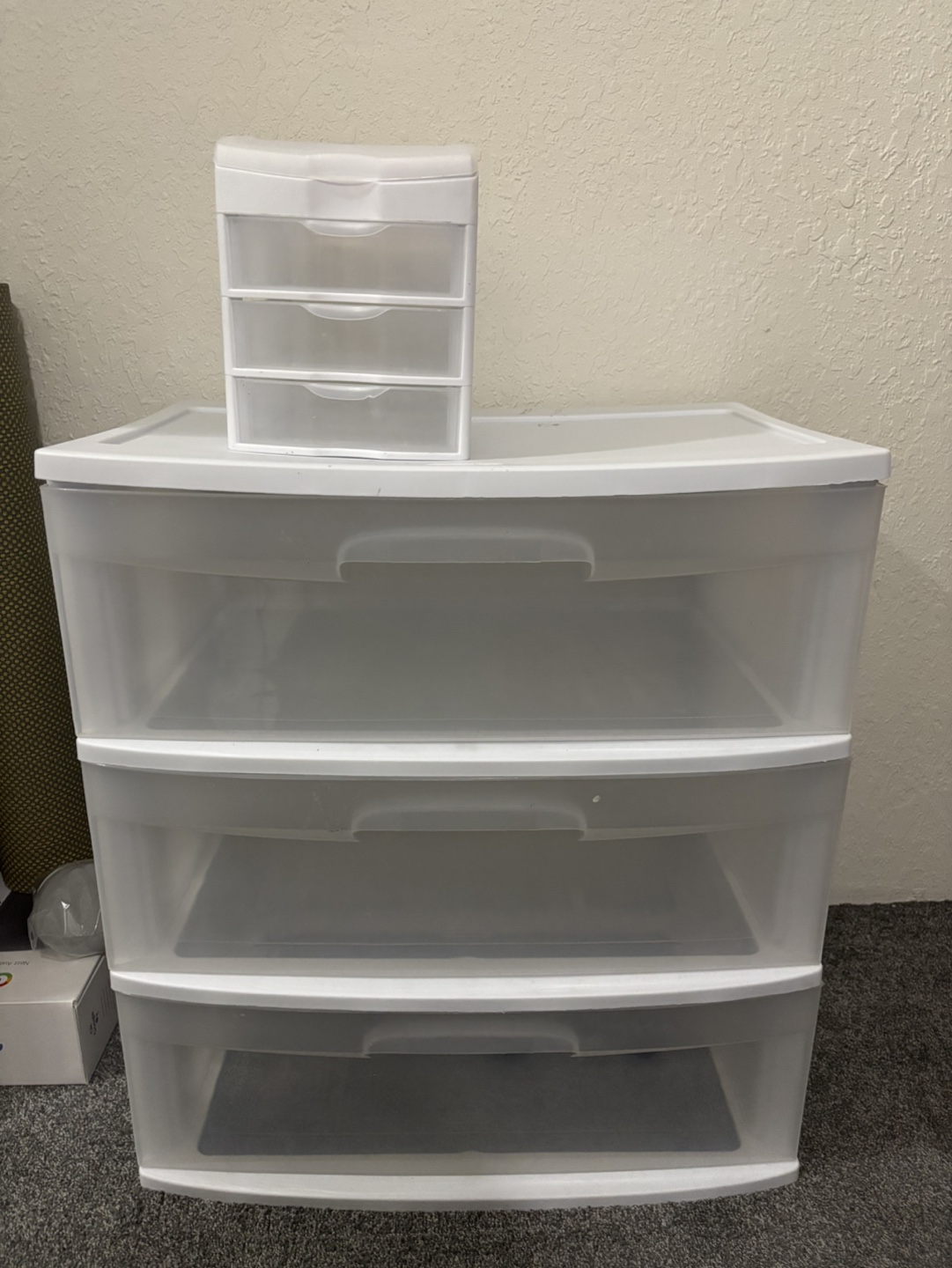 3-Drawer Plastic Storage Organizer with Bonus Smaller Unit