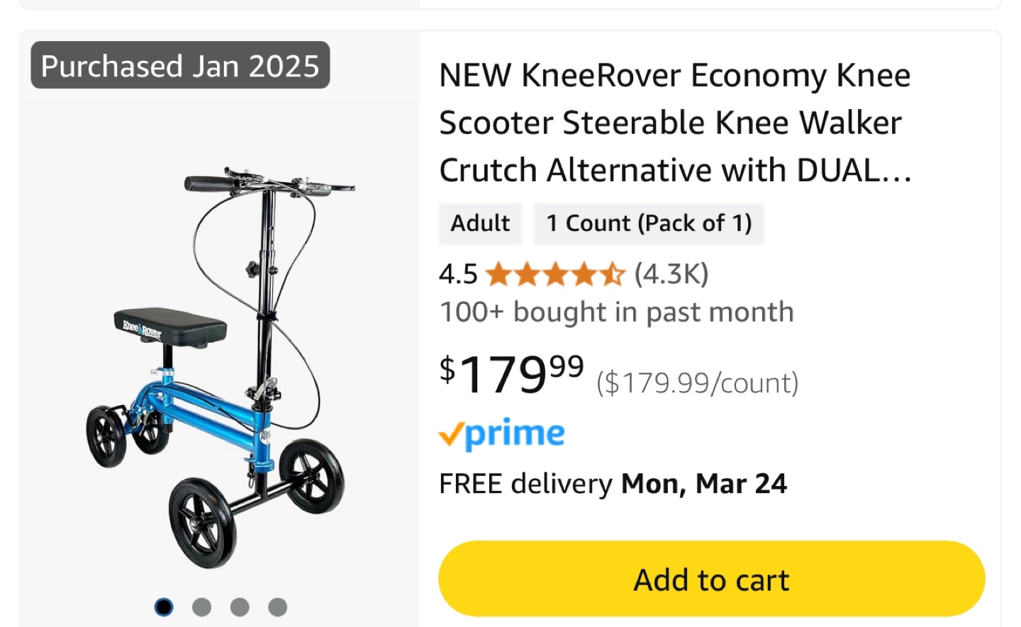 KneeRover Steerable Knee Walker Scooter - photo 4