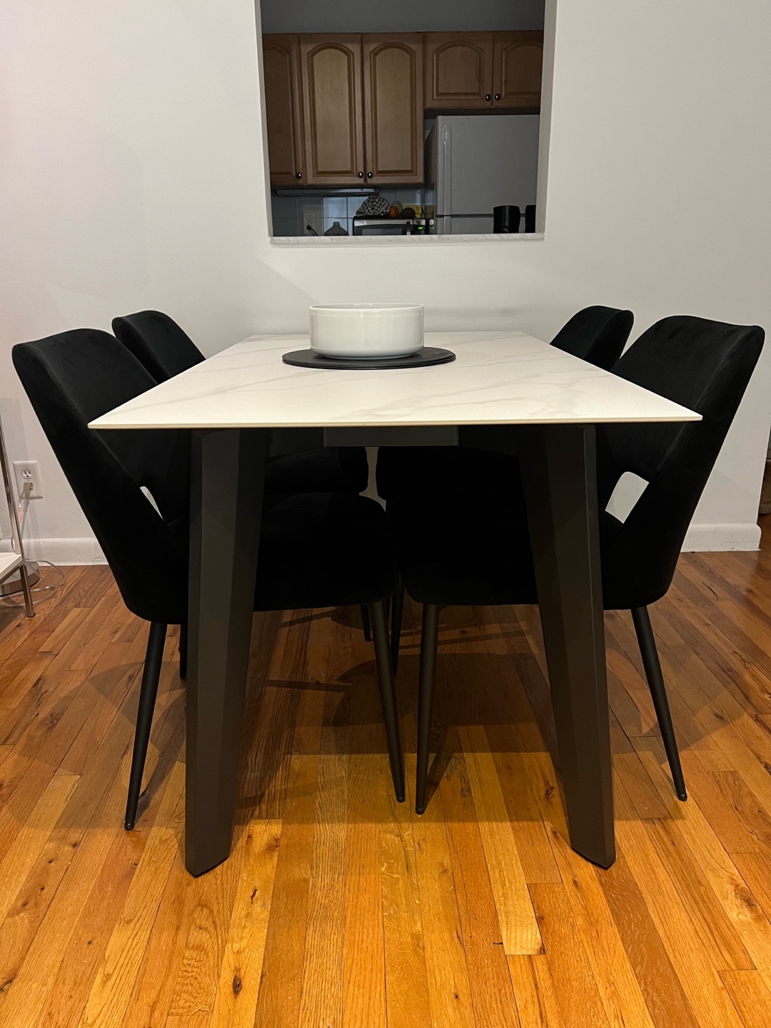 Set of 4 Black Velvet Dining Chairs - photo 5