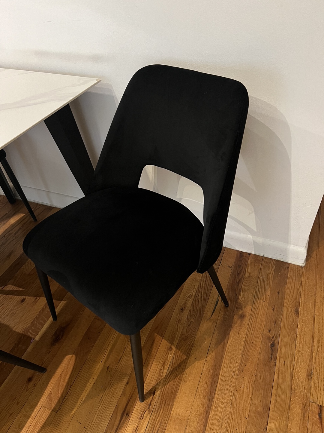 Set of 4 Black Velvet Dining Chairs - photo 4