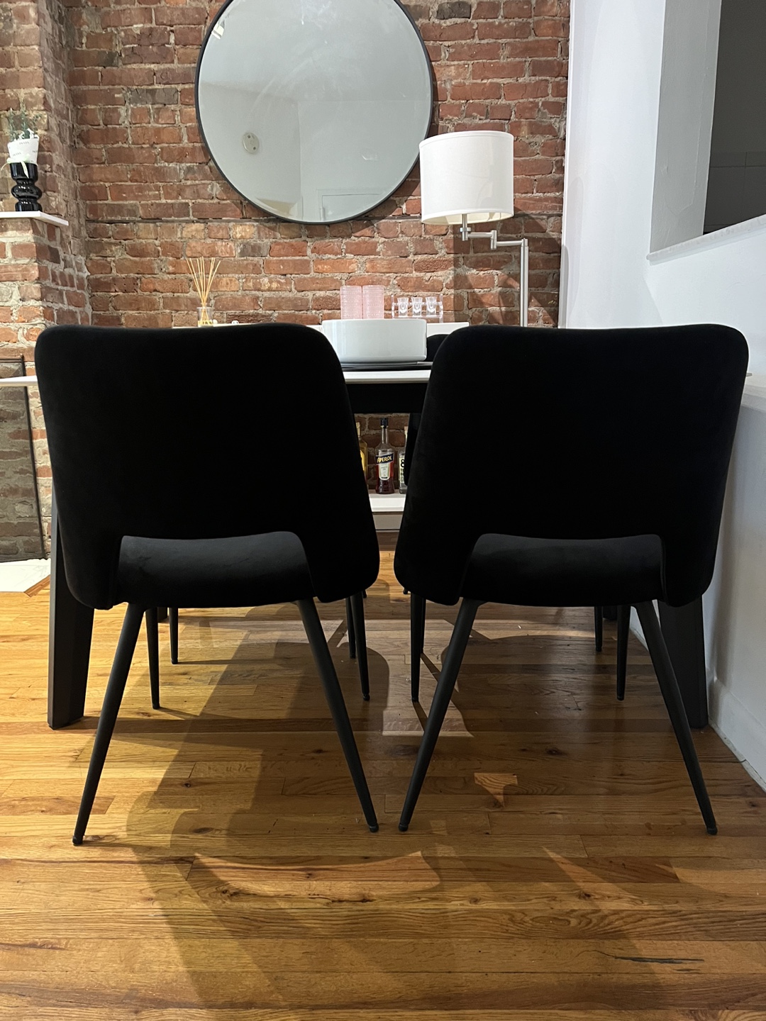 Set of 4 Black Velvet Dining Chairs