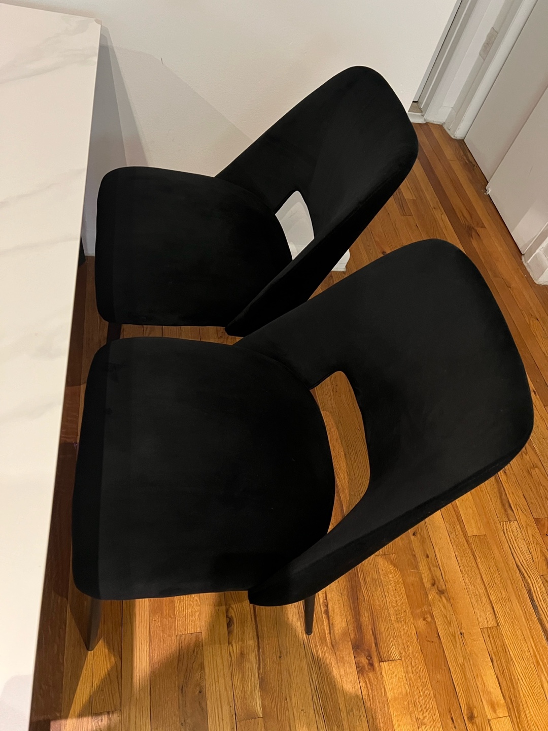Set of 4 Black Velvet Dining Chairs - photo 2