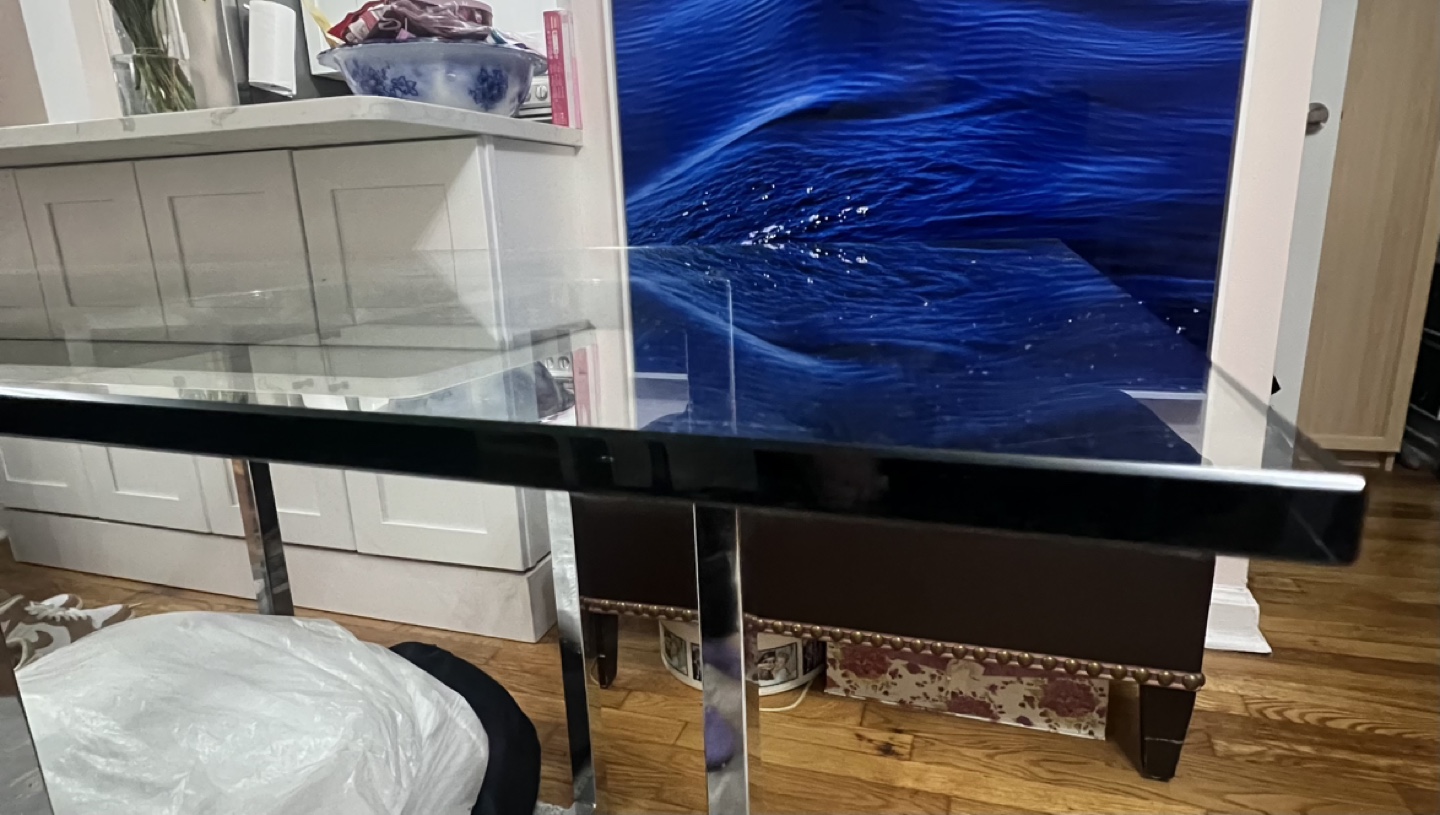 Modern Glass Top Dining Table with Chrome Legs