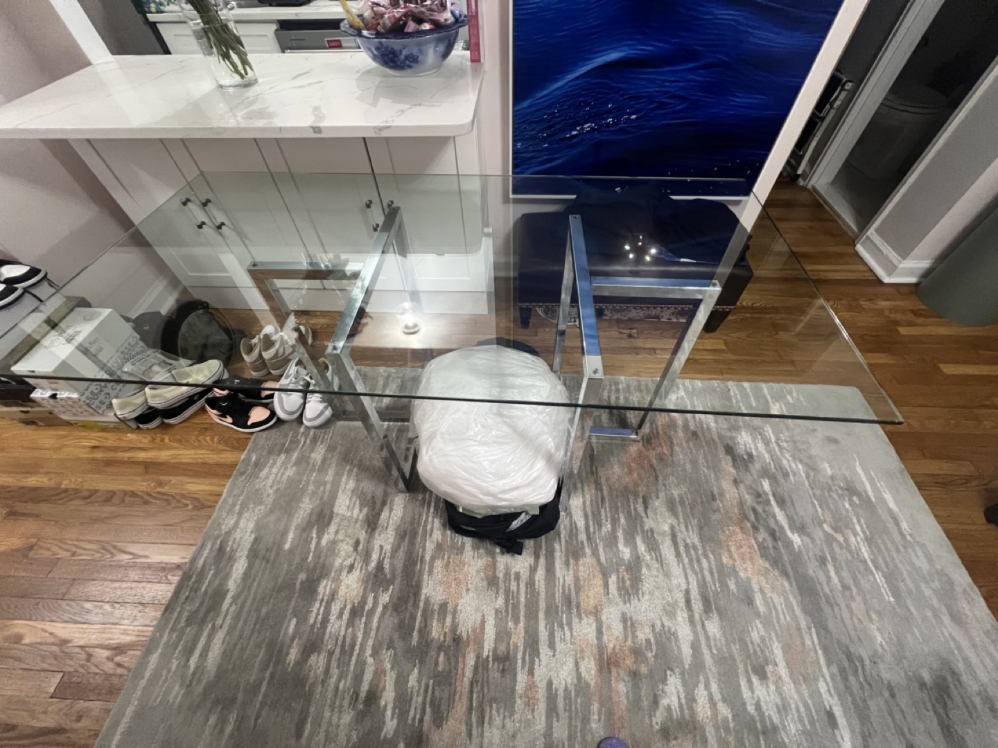 Modern Glass Top Dining Table with Chrome Legs - photo 4