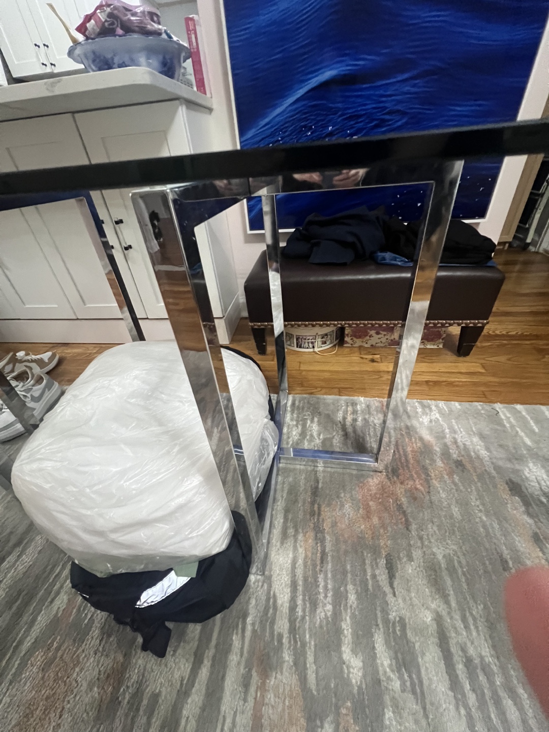 Modern Glass Top Dining Table with Chrome Legs - photo 2