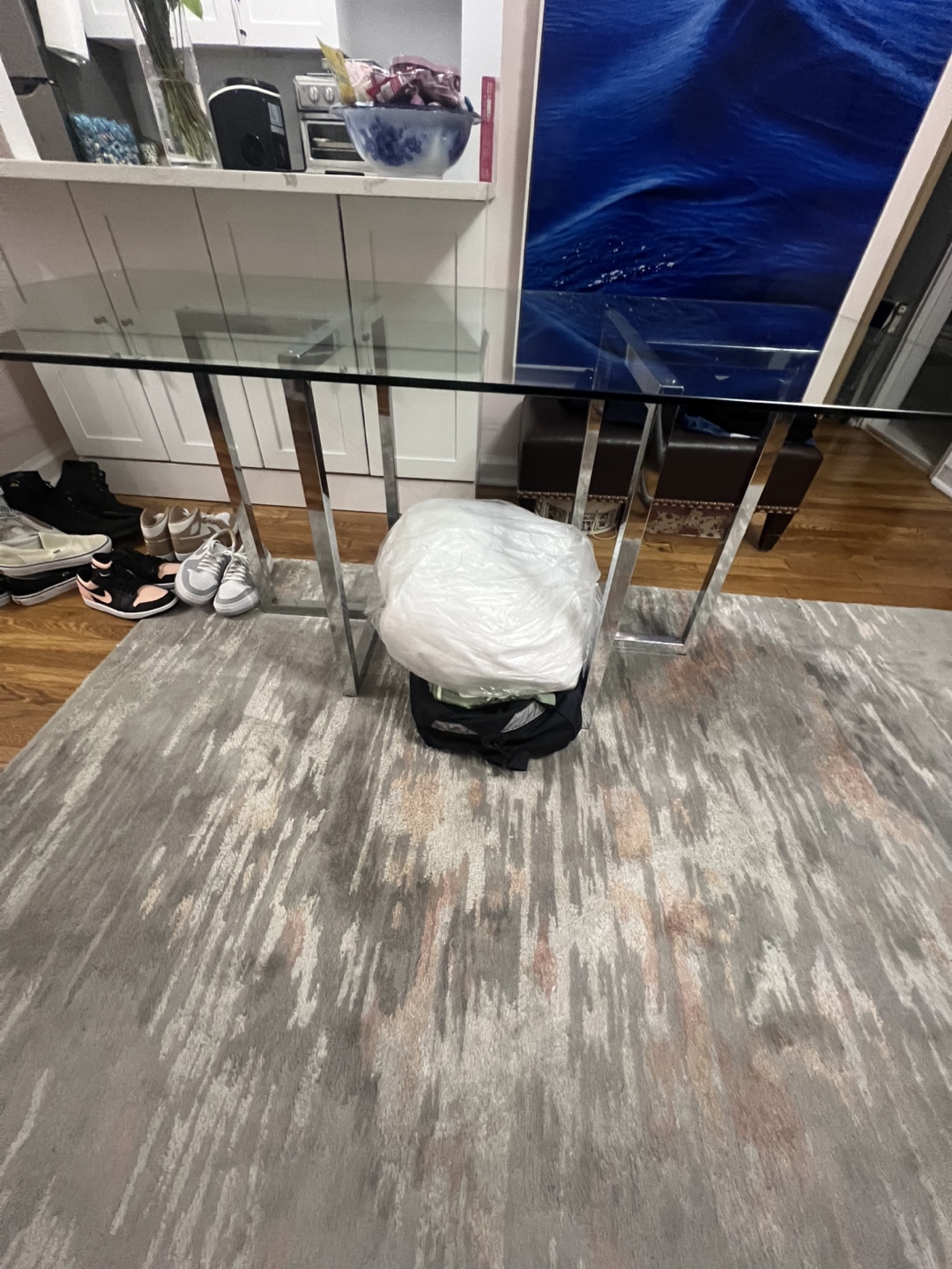 Modern Glass Top Dining Table with Chrome Legs - photo 3