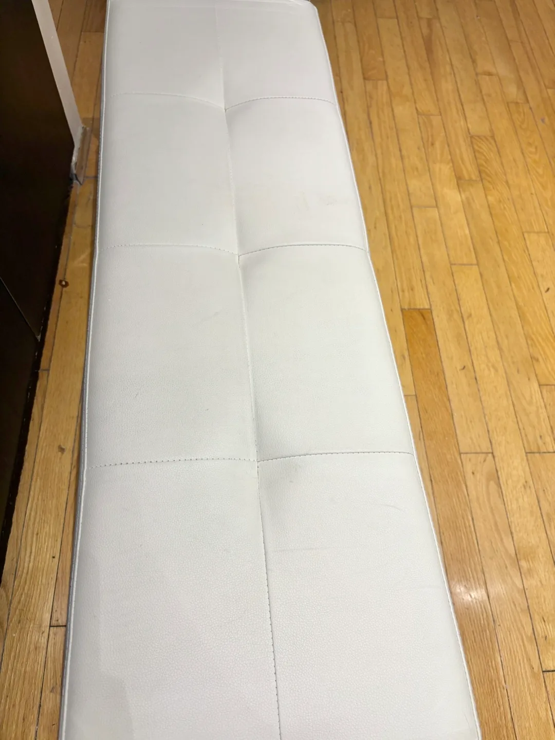 🤍bouclair white upholstered silver frame cushioned entry bench image indicator(3)