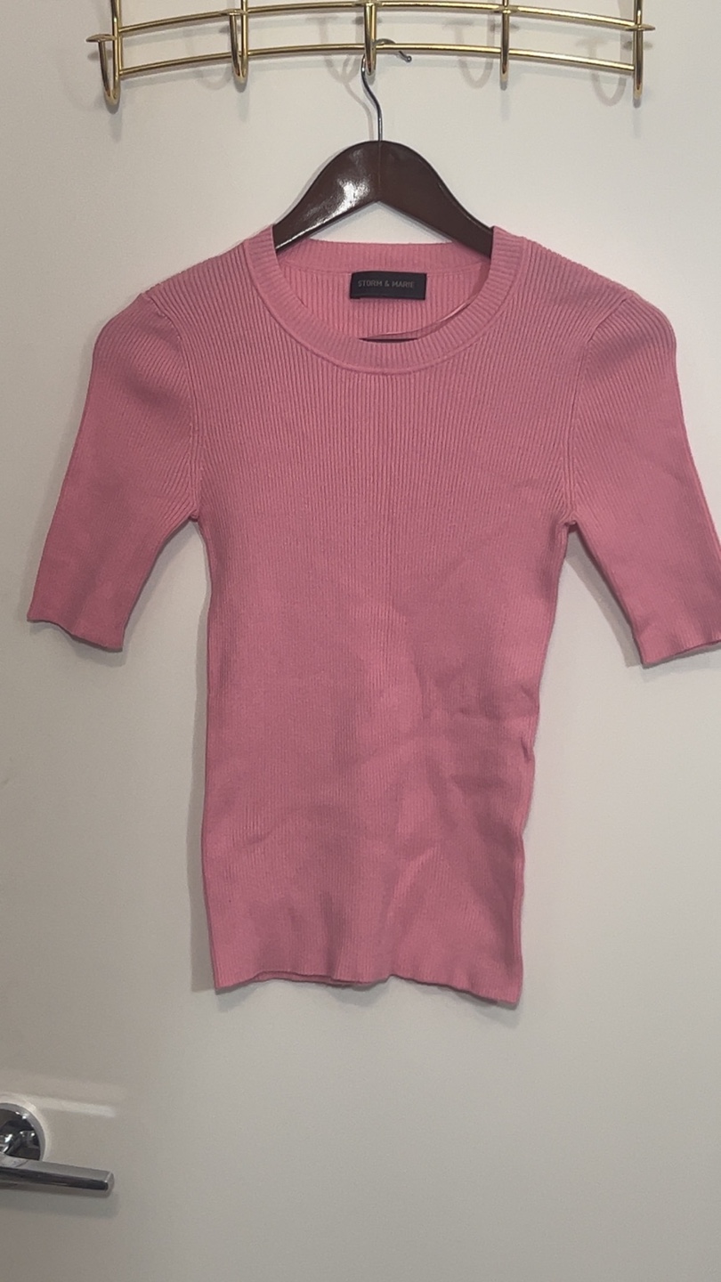 Pink Ribbed Knit Top - Size M