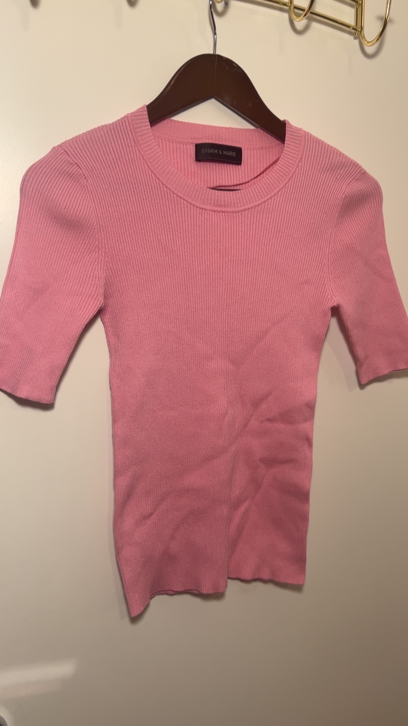 Pink Ribbed Knit Top - Size M - photo 2