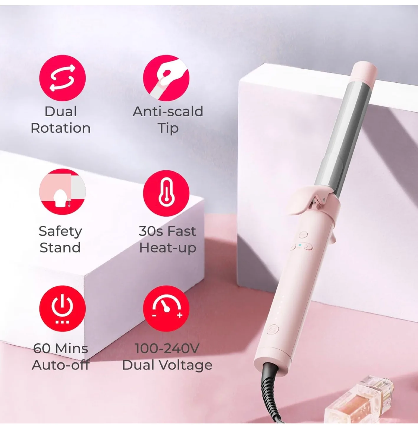Automatic Rotating Curling Iron  for 1 inch - Pink image indicator(7)