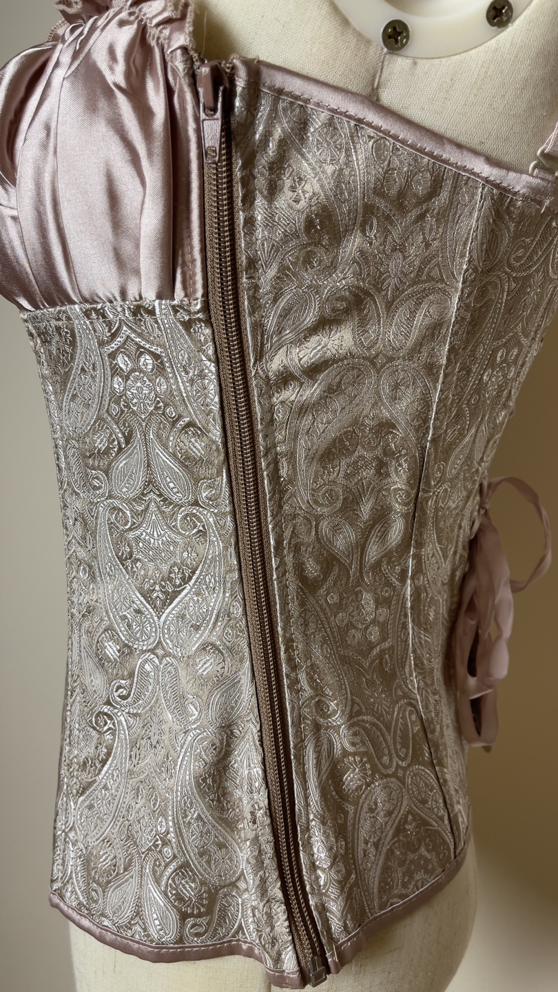 Champagne Brocade Corset Top - photo 3
