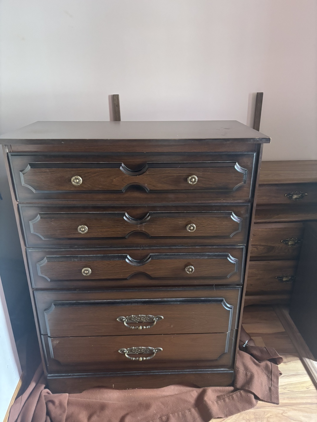 Dark Wood Five-Drawer Chest