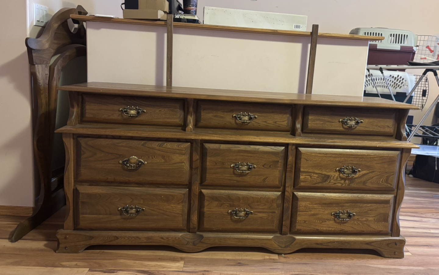 Vintage Wooden Dresser and Mirror Set - photo 2