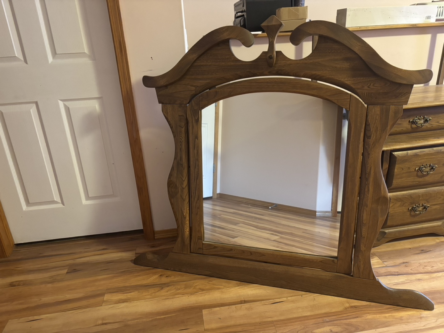 Vintage Wooden Dresser and Mirror Set