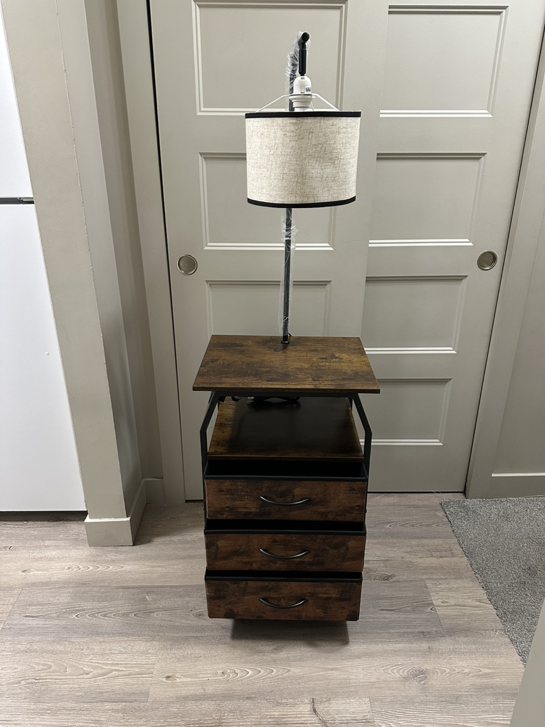 brand new runjuly nightstand with an integrated lamp