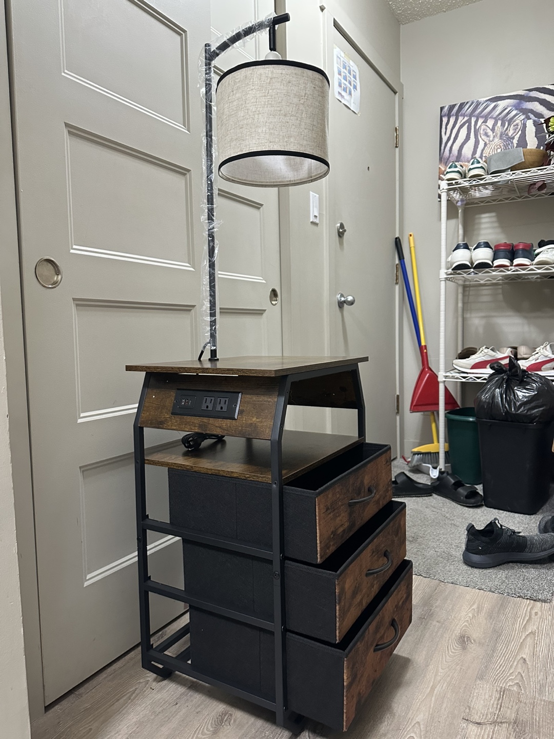 brand new runjuly nightstand with an integrated lamp - photo 3
